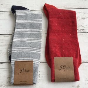 J.Crew Men’s Socks 2 Pairs-Red Gray/White Stripes